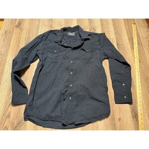 Skully Shirt Men's Size Large White Black Pinstripe Long Sleeve Button Up Shirt